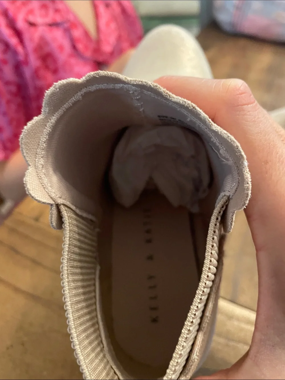 Girls Scalloped Ankle Bootie in Blush Pink